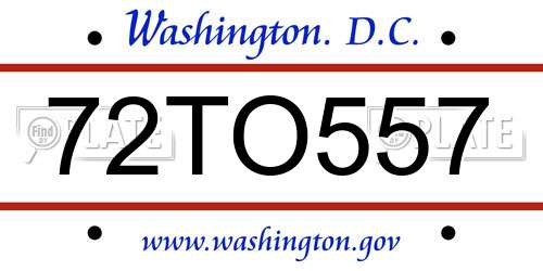 72TO557 District Of Columbia License Plate