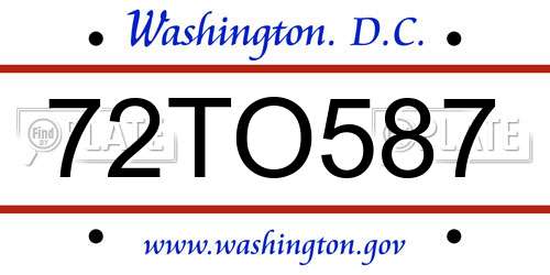 72TO587 District Of Columbia License Plate