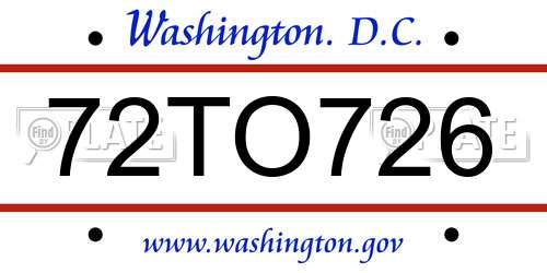 72TO726 District Of Columbia License Plate