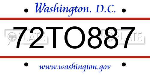 72TO887 District Of Columbia License Plate
