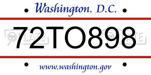 72TO898 District Of Columbia License Plate
