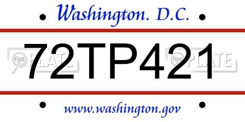 72TP421 District Of Columbia License Plate