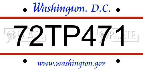 72TP471 District Of Columbia License Plate