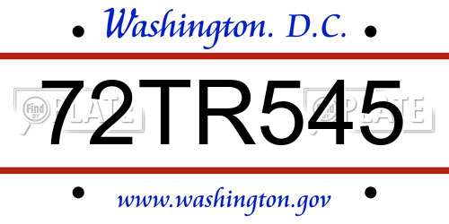 72TR545 District Of Columbia License Plate