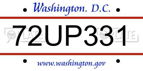 72UP331 District Of Columbia License Plate