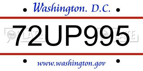 72UP995 District Of Columbia License Plate