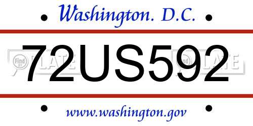 72US592 District Of Columbia License Plate
