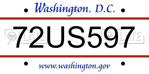 72US597 District Of Columbia License Plate