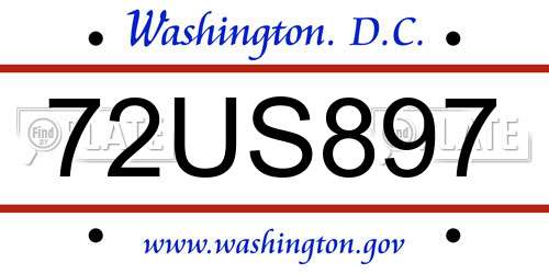 72US897 District Of Columbia License Plate