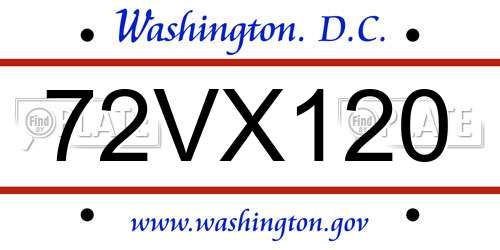 72VX120 District Of Columbia License Plate