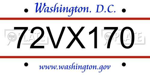 72VX170 District Of Columbia License Plate