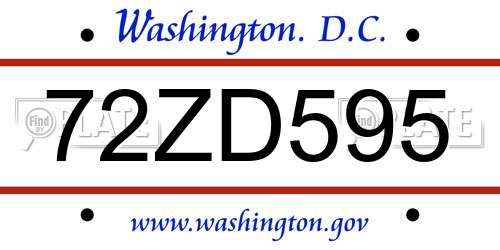 72ZD595 District Of Columbia License Plate