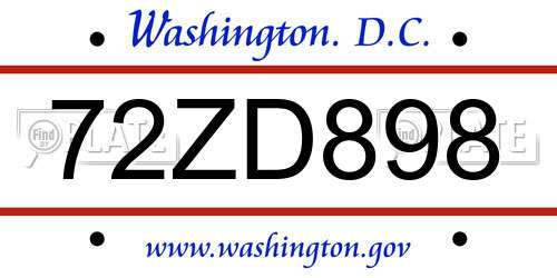 72ZD898 District Of Columbia License Plate