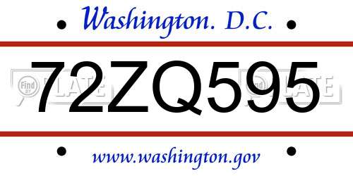 72ZQ595 District Of Columbia License Plate