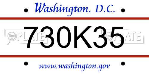 730K35 District Of Columbia License Plate