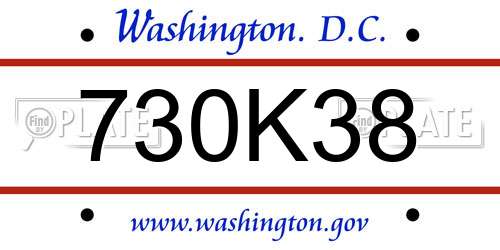 730K38 District Of Columbia License Plate