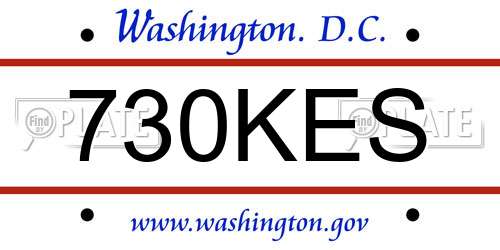 730KES District Of Columbia License Plate