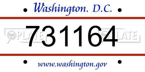 731164 District Of Columbia License Plate