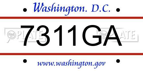 7311GA District Of Columbia License Plate