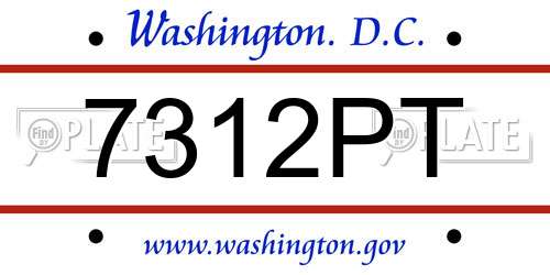 7312PT District Of Columbia License Plate