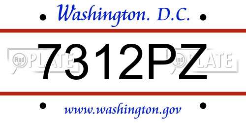7312PZ District Of Columbia License Plate