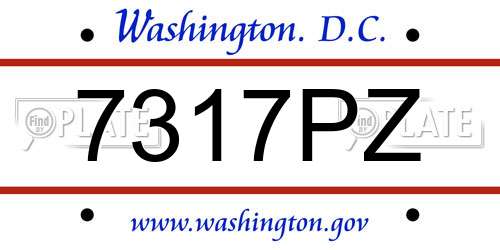 7317PZ District Of Columbia License Plate