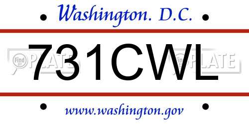 731CWL District Of Columbia License Plate