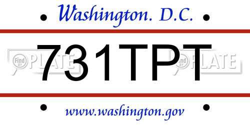 731TPT District Of Columbia License Plate