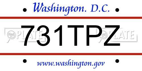731TPZ District Of Columbia License Plate