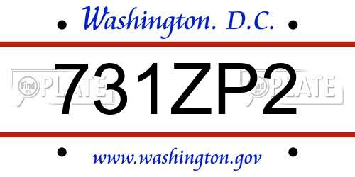 731ZP2 District Of Columbia License Plate