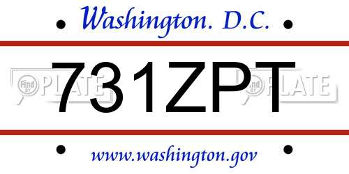 731ZPT District Of Columbia License Plate