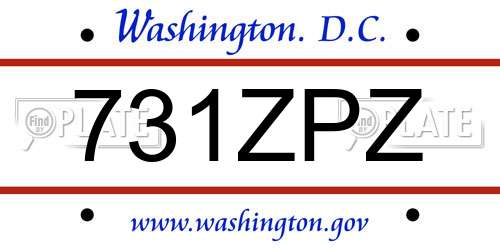 731ZPZ District Of Columbia License Plate