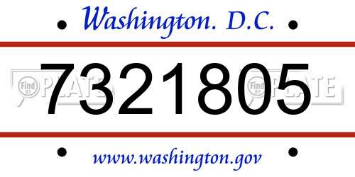 7321805 District Of Columbia License Plate