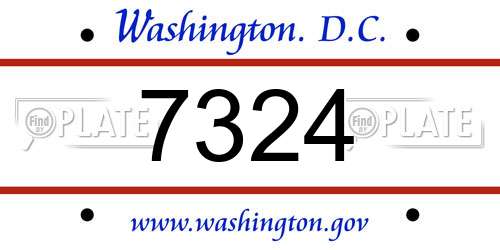 7324 District Of Columbia License Plate