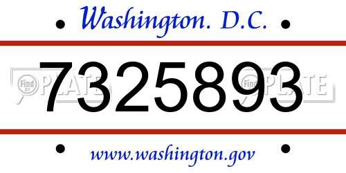 7325893 District Of Columbia License Plate