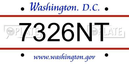 7326NT District Of Columbia License Plate