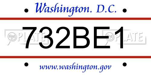 732BE1 District Of Columbia License Plate