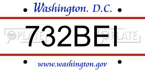 732BEI District Of Columbia License Plate