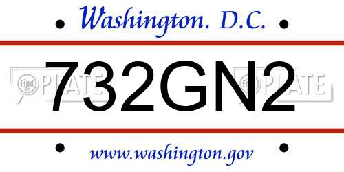732GN2 District Of Columbia License Plate