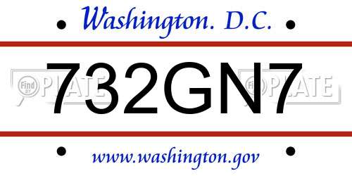 732GN7 District Of Columbia License Plate