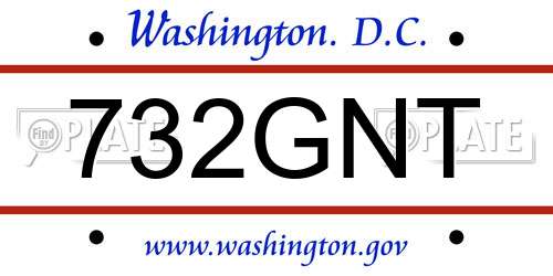 732GNT District Of Columbia License Plate