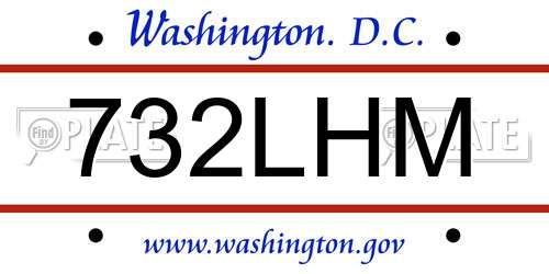 732LHM District Of Columbia License Plate