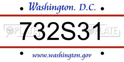 732S31 District Of Columbia License Plate