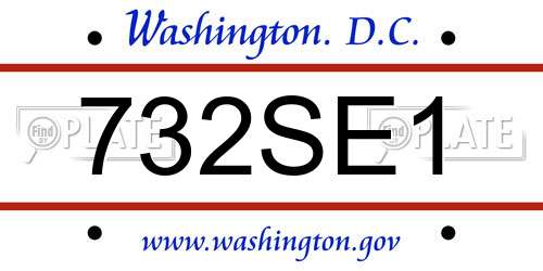 732SE1 District Of Columbia License Plate