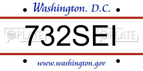 732SEI District Of Columbia License Plate