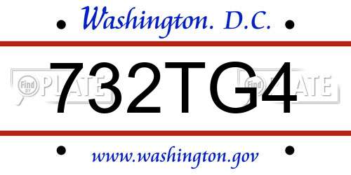 732TG4 District Of Columbia License Plate