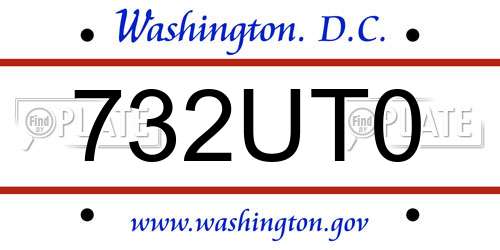 732UT0 District Of Columbia License Plate