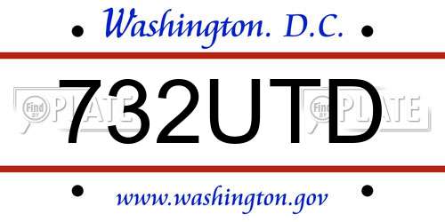 732UTD District Of Columbia License Plate