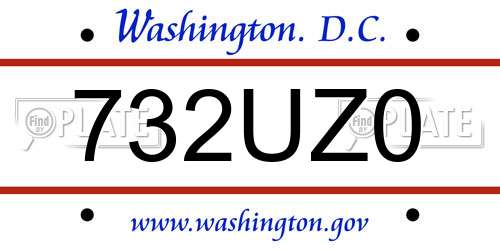 732UZ0 District Of Columbia License Plate