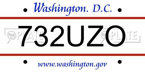732UZO District Of Columbia License Plate